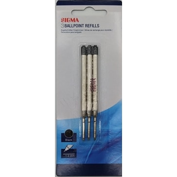 SIGMA Balpen vullingen, lijndikte: 1 mm, zwart, 3 stuks