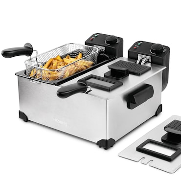 H.Koenig DFX600 Fritadeira eléctrica com filtro, 2 cestos, 3600W, 6litros