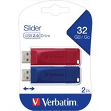 thumbnail of Speicherstick USB 2.0, 32 GB, Store'n'Go Slider, Multipack, Farben: rot, blau, VE = 1 Blister à 2 Stück
