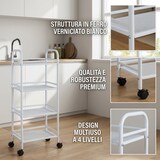 thumbnail of Carrello Portavivande 4 Ripiani Ruote Cucina Mobile 40x32x75 cm - Bianco