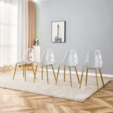 thumbnail of Standard-Esszimmerstühle 4er-Set Kunststoff transparent/Gold 83 cm