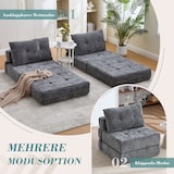 thumbnail of Klappbares Schlafsofa Schlafsessel Bodensofa Gästebett 79x79x57 mit Kopf- und Lumbalkissen hochdichter Schaum Cordbezug platzsparend Grau