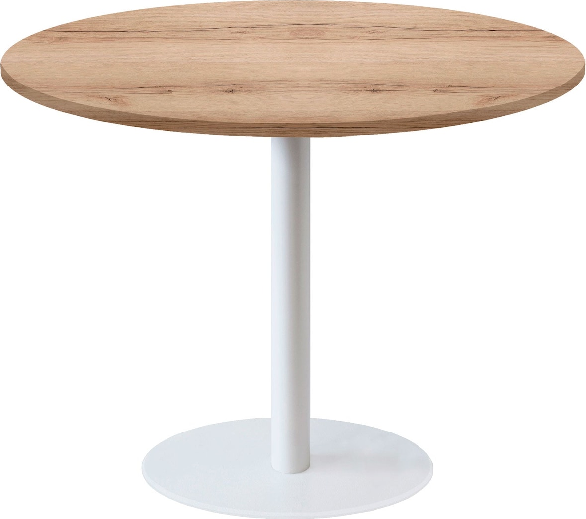 RestooTab - Tisch Rome XL weiß Ø120cm Dekor Eiche delano