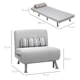 thumbnail of HOMCOM Poltrona Letto Singolo in Ferro e Cotone con Cuscino Grigio