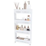 thumbnail of Carrello Da Cucina Salvaspazio Carrellino Portaoggetti Con Rotelle Ruote 4 Ripiani Dispensa Bagno Fino a 2.5 Kg Per Ripiano 103 x 12,5 x 54 cm Bianco