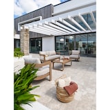 thumbnail of Salon bas de jardin 5 pl en aluminium imitation bois, coussins écrus - DAVAO
