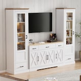 thumbnail of Wohnzimmer Set Combo Zwei Moderne LED Vitrinen 178x50x35 cm und ein Modernes Weißes Esszimmer Sideboard 160x37x75 cm mit Dekoration