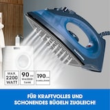 thumbnail of CLEANmaxx Dampfbügeleisen mit Temperatureinstellung 2200W blau/dunkelblau m. Keramiksohle + CH-Stecker