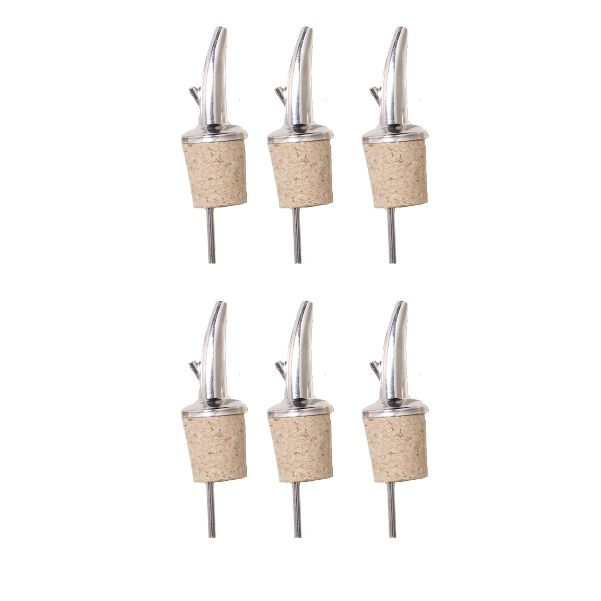 Bar Professional Schenker natuurkurk met lange schenker Barware Kurk Zilver 6 stuks
