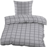 thumbnail of Seersucker Bettwäsche 135x200 +80x80cm, hellgrau, grau kariert, bügelfrei, Microfaser