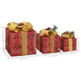 thumbnail of vidaXL Kerstdecoratie geschenkdozen 3 st binnen/buiten rood