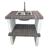 thumbnail of Módulo lava-louça CAMPING - Módulo bancada com lava-louça, produzido em tijolo cinza e betão pintado de branco - 79,5x57x86cm