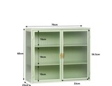thumbnail of Wandschrank Sideboard mit Glastüren 60x70x23 cm Mintgrün, 2 Türen, 3 Ebenen, abnehmbarer Einlegeboden, Metall + Hartglas