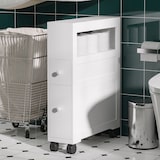 thumbnail of HOMCOM armario de baño con ruedas mueble de baño estrecho con 2 cajones y estante de almacenamiento 16x52x71,5 cm blanco