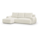 thumbnail of Canapé d'angle gauche convertible 3 places MILO - Tissu bouclettes beige clair - Coffre de rangement - L 264 x H 84 x P 99/145 AUCUNE