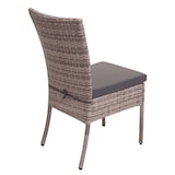 thumbnail of Poly-Rattan Garnitur HWC-G19, Sitzgruppe Balkon-/Lounge-Set, 4xStuhl+Tisch, 120x75cm ~ grau-braun, Kissen dunkelgrau