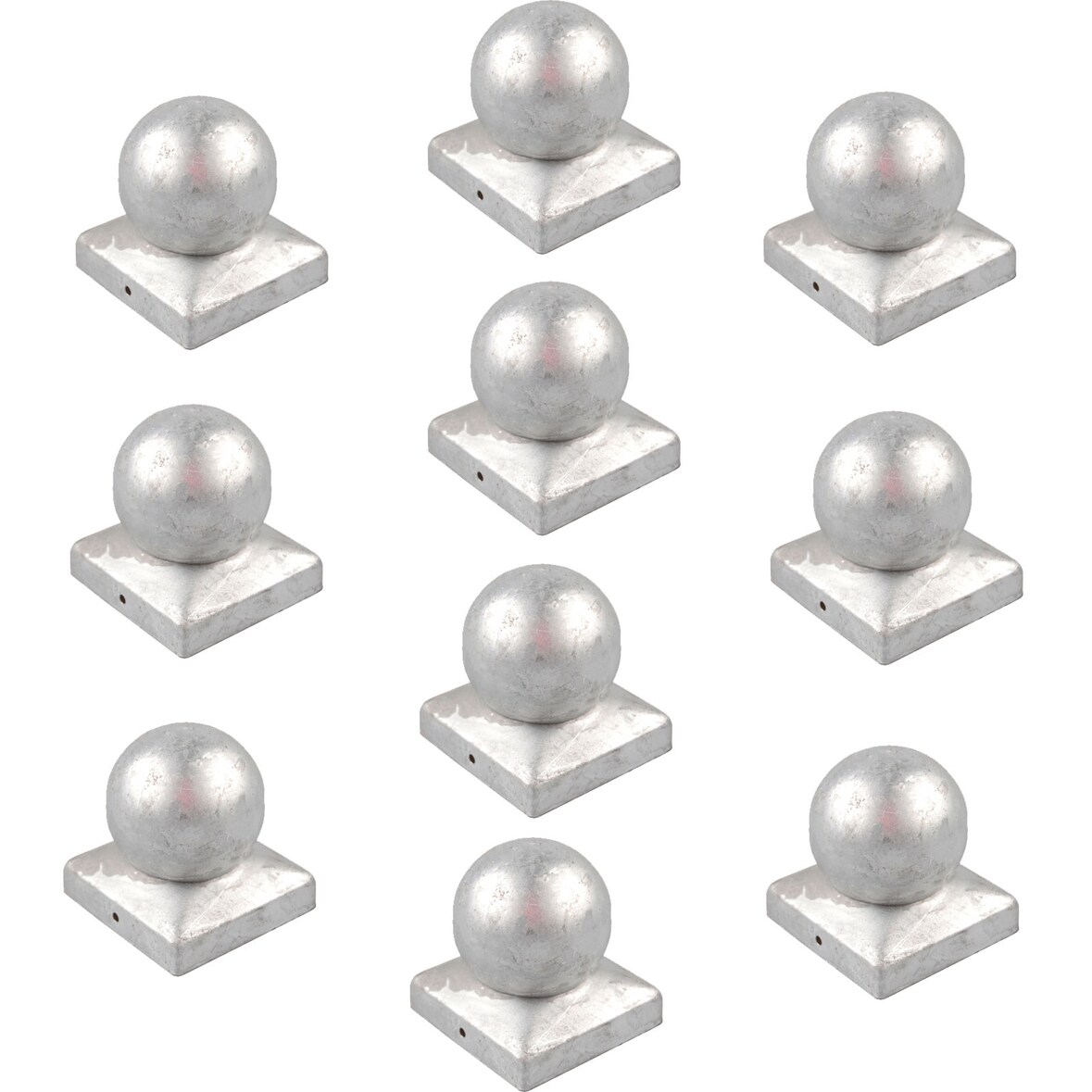 10x Pfostenkappe verzinkt  91 mm Kugel Abdeckkappe für Pfosten 9 x 9 cm