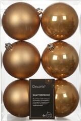 thumbnail of 6 Weihnachtskugeln Kunststoff 8cm klassisch & bruchsicher Christbaumkugeln Weihnachtsbaumkugeln Christbaumschmuck Weihnachtsbaumschmuck Karamellbraun