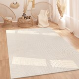 thumbnail of Teppich Kurzflor waschbar Struktur Wohnzimmer schmutzabweisend Creme Rechteckig 120x160 | 100% Polyester | Florhöhe: 12 mm