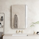 thumbnail of Spiegelschrank Bad Metall Glas Weiß 76x51x12 cm mit verstellbaren Einlegeböden, Wandmontage oder Unterputz, modernes Design und Stauraum