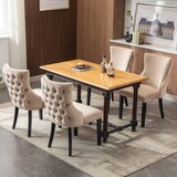 thumbnail of Esszimmerstuhl Samt Beige 50x41x91 cm mit Rückenlehne, Massivholzgestell und Viereckstruktur, gepolstert und ergonomisch, Set 4
