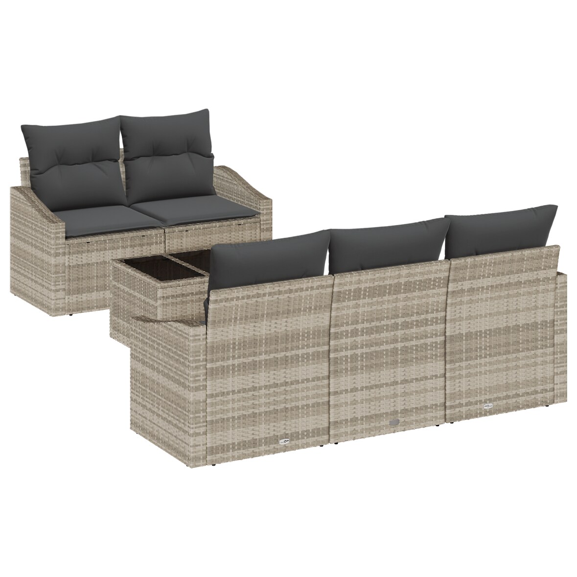 vidaXL 6-Teiliges Garten Sofa Set mit Kissen Hellgraues Rattan