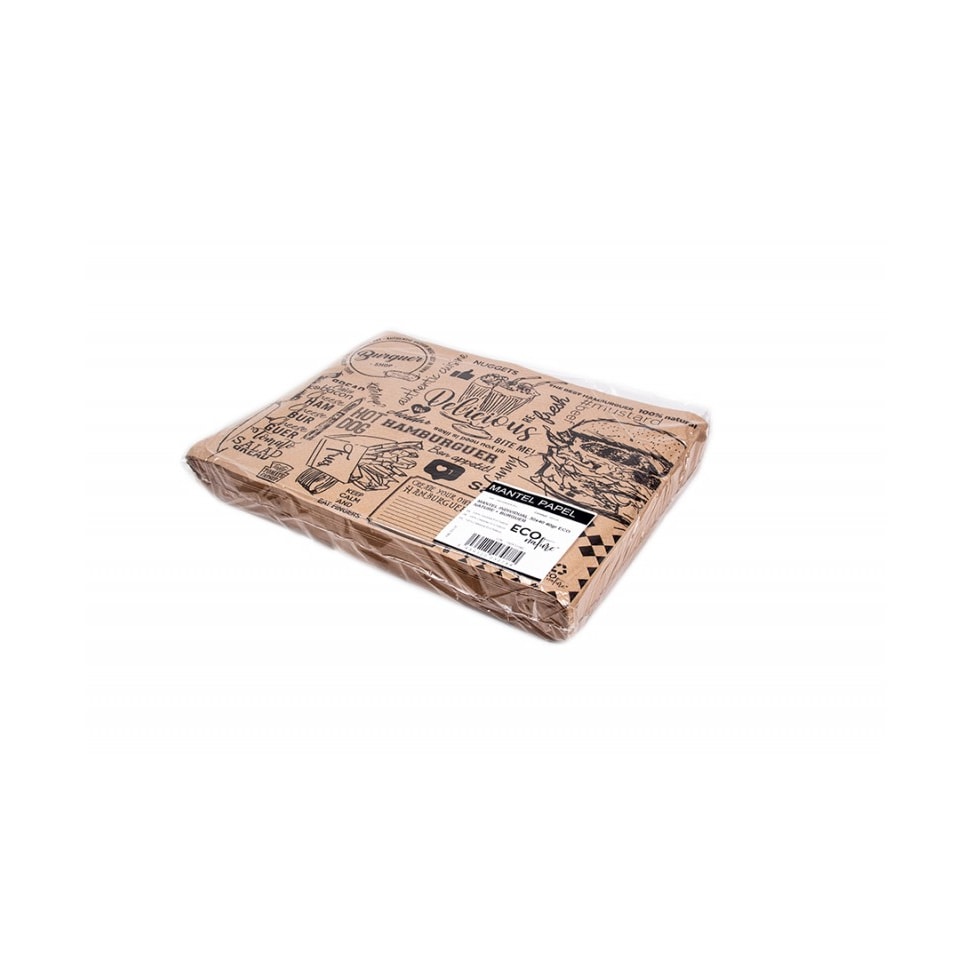 Caja 1000 Manteles Papel Individual 30x40cm. Eco Nature Decorado Burguer