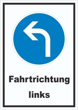 thumbnail of Schild Fahrtrichtung links A1 Rückseite selbstklebend