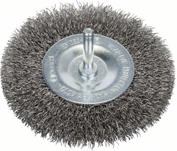 Scheibenbürste, gewellt, rostfrei, 100 mm, 0,3 mm, 10 mm, 4500 U/ min