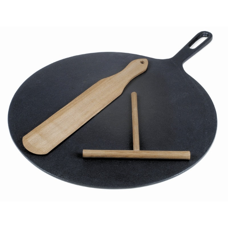 ILSA Crêpière bretonne en fonte émaillée avec spatule et étaleur de pâte Ø cm 32