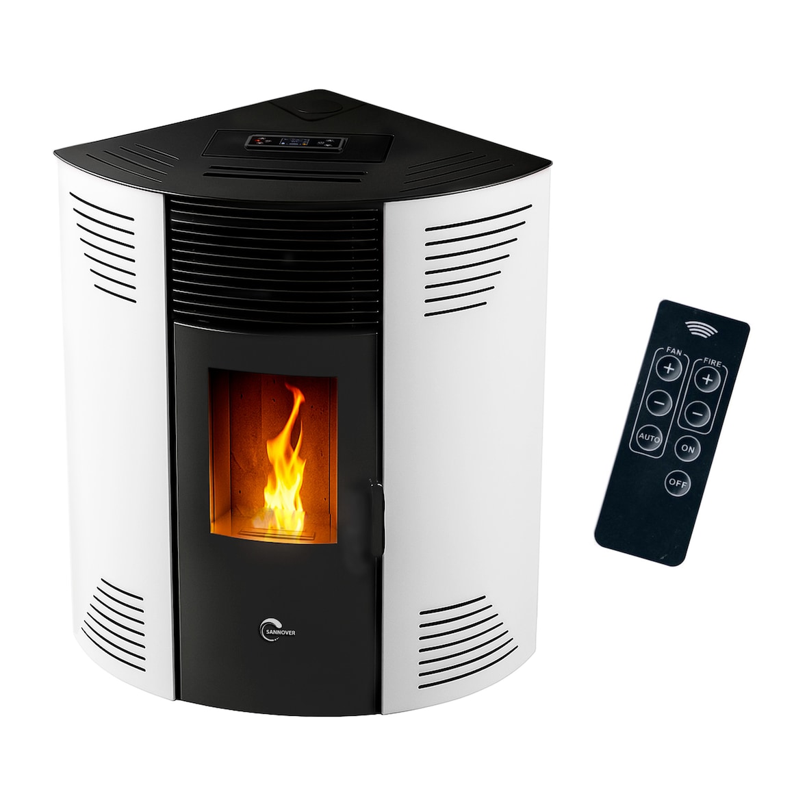 Poêle à granulés d’angle étanche Iseos 12,2 kW Blanc Sannover