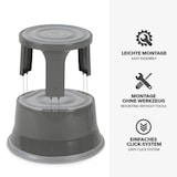 thumbnail of Rollhocker aus Stahl - Elefantenfuß - Hocker für Büro und Gewerbe - 150 kg belastbar - mit Laufrollen - TÜV geprüft / Grau
