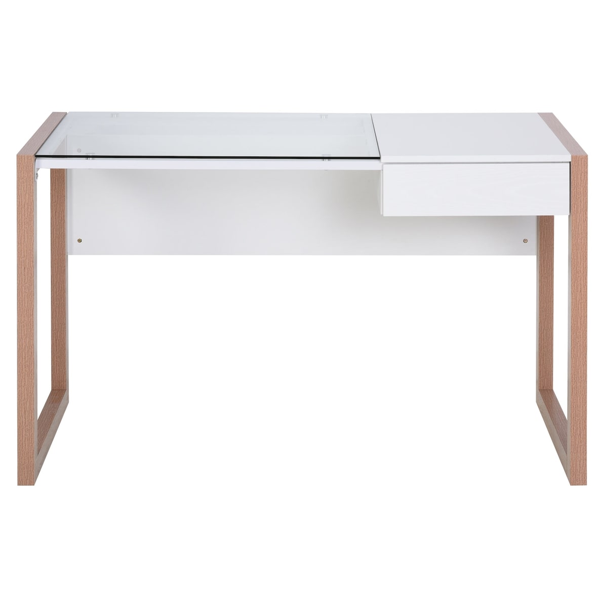 Mesa de Ordenador con Tablero de Vidrio Templado y Cajón 120x60x75 cm Blanco