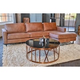 thumbnail of Sofá esquinero KAWOLA VILNIUS de 3 plazas con silla larga derecha de piel sintética con contenido de piel coñac