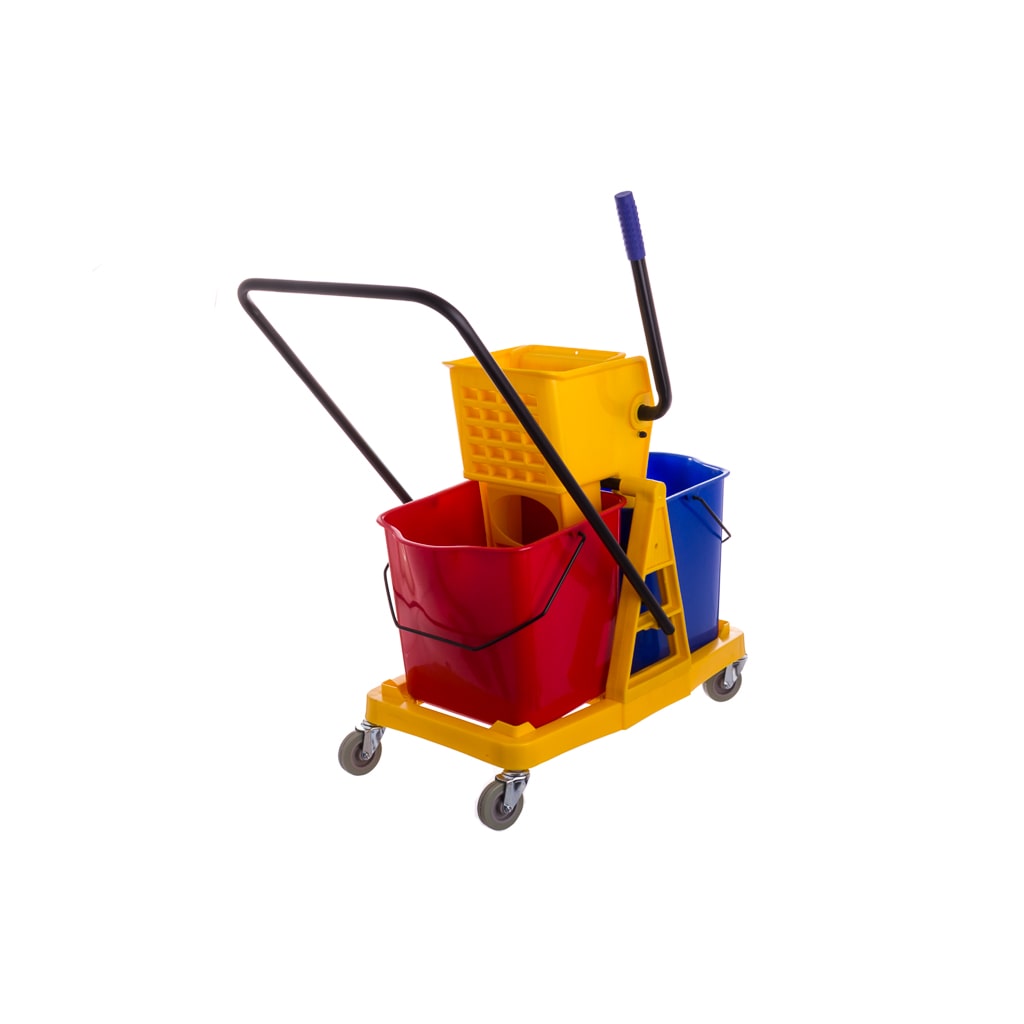 Carro de limpieza con prensa y cubos de 2x25L 660x340x810 mm