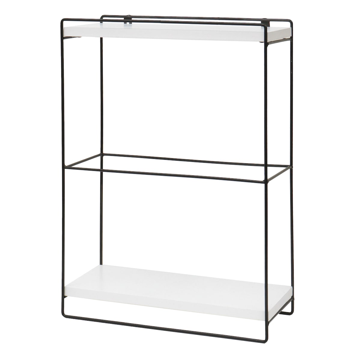 Wandplank HWC-K77, Hangende plank Keukenplank, massief hout metaal industrieel 2 planken 50x35x17cm ~ wit