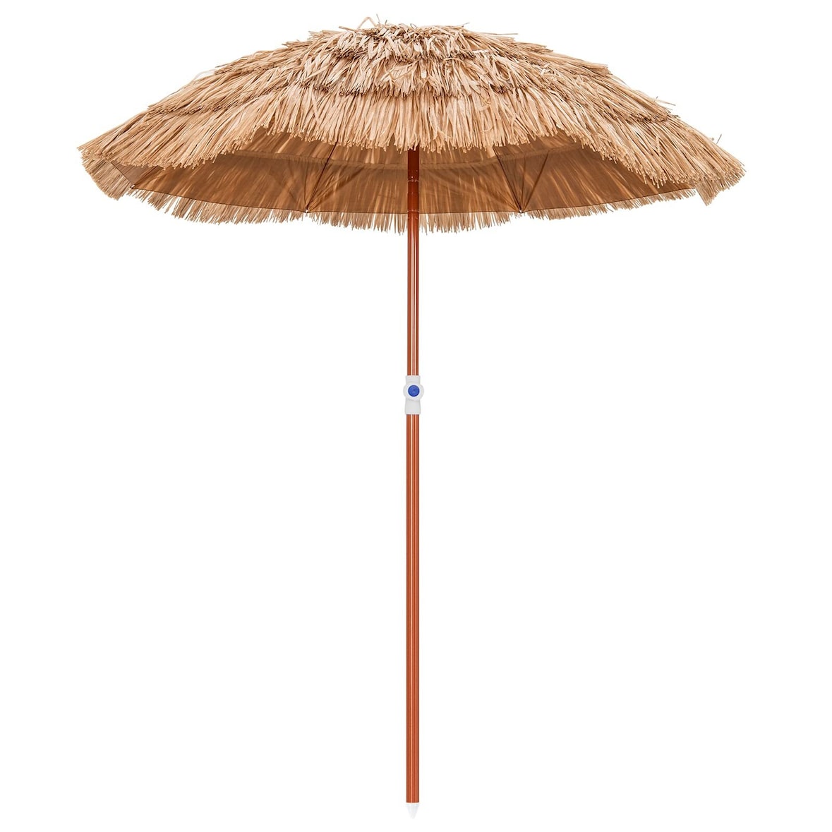 COSTWAY Hawaii-Strandschirm Stroh-Neigeschirm für den Garten, höhenverstellbar, UV-Schutz, Strohschirm