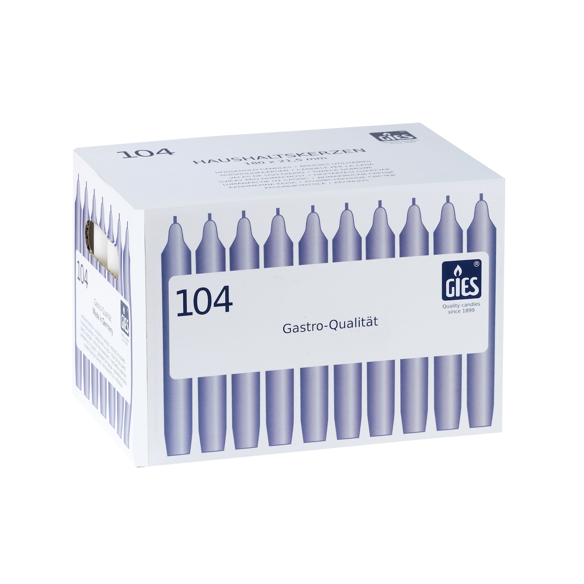 Gies Haushaltskerzen 104er-Karton weiss