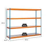 thumbnail of PROREGAL Schwerlastregal METAL BEAST FOUR | HxBxT 200x150x90cm | Fachlast 600kg | Blau-Orange | Standregal Metallregal Lagerregal