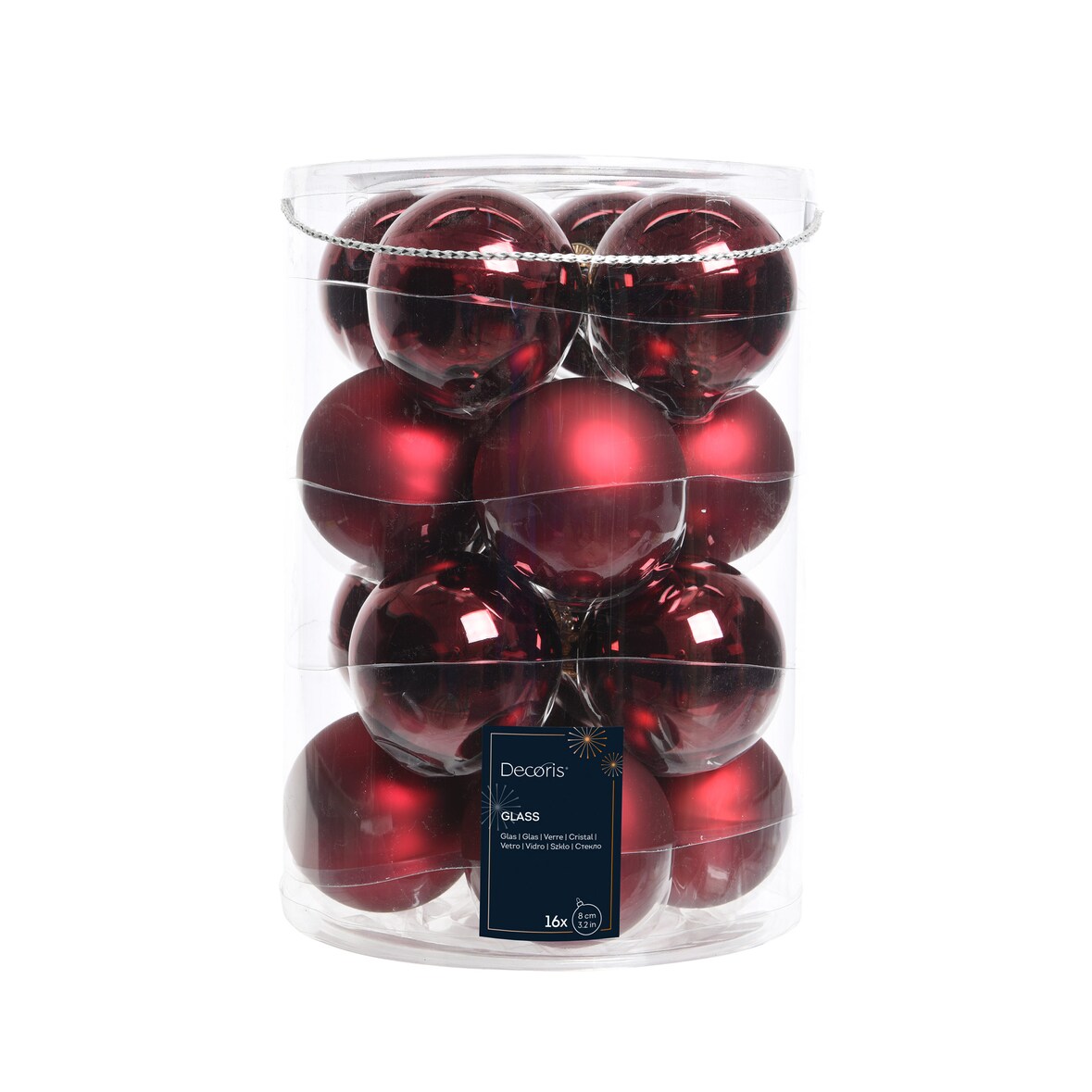 16 Weihnachtskugeln 8cm Glas Christbaumkugeln Weihnachtsbaum bordeaux weinrot