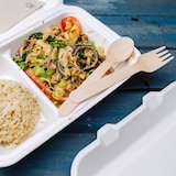 thumbnail of BIOZOYG 50 Stück Menübox 25 x 16,5 x 6,1 cm 2-geteilte, weiße Menüboxen aus Zuckerrohr, Bagasse, mit Klappdeckel Menüschachteln, Speiseschachteln