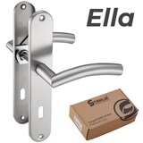 thumbnail of Langschild Drückergarnitur Edelstahl gebürstet ELLA PZ - Profizylinder Türbeschlag für Innentüren