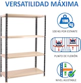 thumbnail of SimonRack Estantería Metálica con tornillos 1500x900x500 mm, 4 Alturas, 100 kg de Punto Flexión, Antracita/Blanco - Comfort