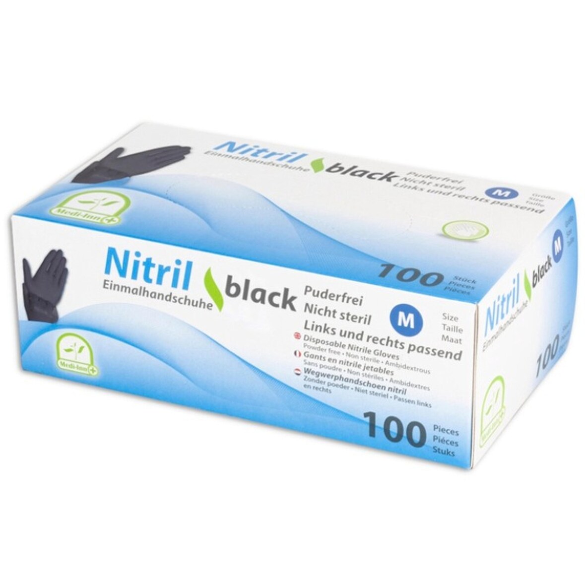 Medi-Inn Nitrilhandschuhe - schwarz - Gr. M - 1000 Einmalhandschuhe