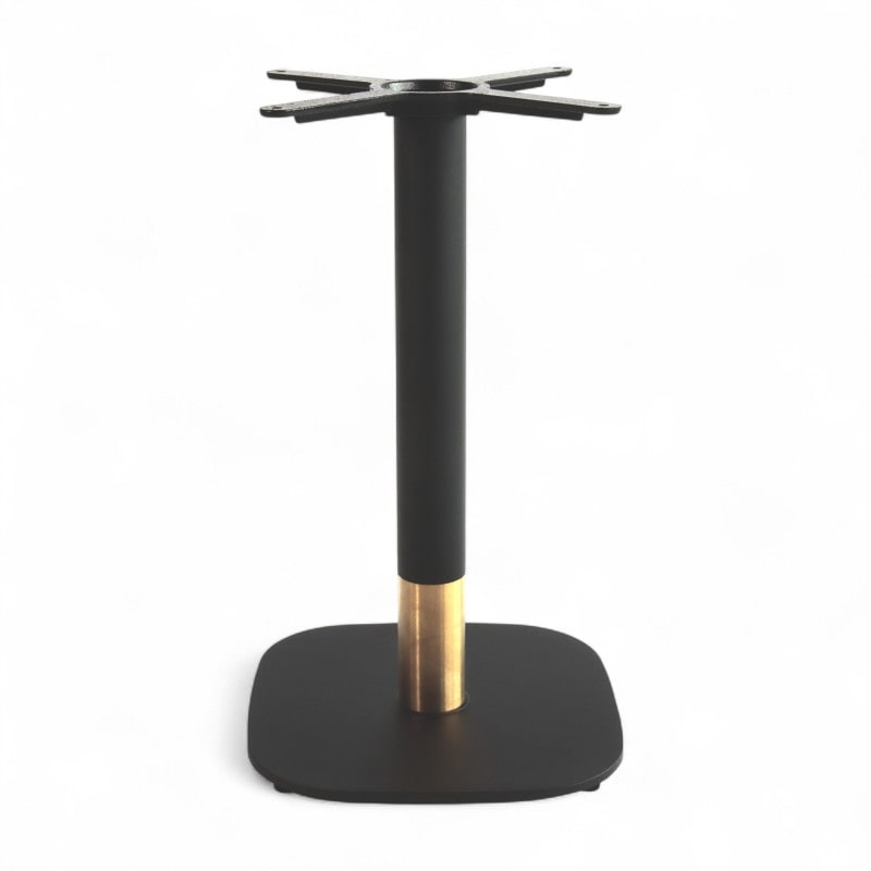 Pied de table PASSY - Noir et Doré - Base carrée - Coins arrondis