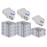 thumbnail of PROREGAL SuperSparSet 10x Eurobox NextGen Economy mit Scharnierdeckel & blauen Verschlüssen, Griffe zu, HxBxT 12x30x40cm, 11L, Eurobehälter, Box