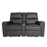 thumbnail of 2er Kinosessel HWC-K17, Relaxsessel Fernsehsessel Sofa, Nosagfederung Getränkehalter Fach ~ Stoff/Textil dunkelgrau