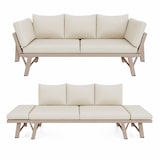 thumbnail of Merax Gartenmöbel Outdoor Lounge 3-Sitzer-Sofa, verzinkter Eisen, Sonnenliege mit klappbaren Armlehnen, Beige