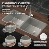 thumbnail of ML-Design Doppelspülbecken Edelstahl 81,5 × 40 cm – Rechteckige Küchenspüle mit 2 Becken, Einbau-/Unterbauspüle mit Ab- & Überlaufgarnitur & Siphon