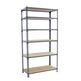 thumbnail of Maderclick schraubenloses Metallregal 6 Böden. Farbe GRAU/HOLZ 2500x1100x500 mm
